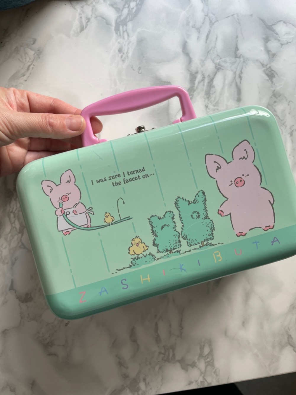 Rare Vintage Sanrio Zashikibuta Tin Storage Box 1991 - AS IS